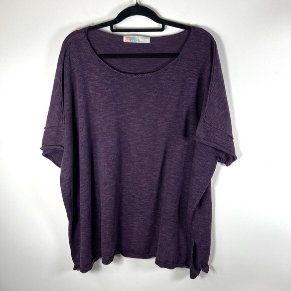 Free People Beach Cotton & Linen Oversized‎ Purple Short Sleeve Sweater Size S - Picture 1 of 9